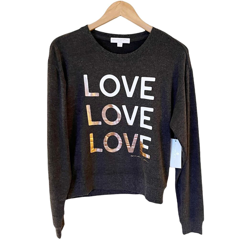 Spiritual Gangster Charcoal super soft Sweatshirt with 'LOVE' Metallic Print